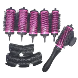 Tools 6pcs/set 3 Sizes Detachable Handle Hair Roller Brush with Positioning Clips Aluminum Ceramic Barrel Curler Comb Hairdresser