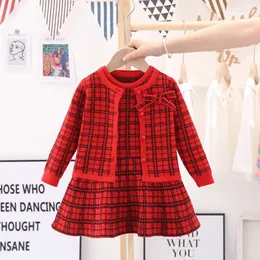 Clothing Sets KEAIYOUHUO Winter 2024 Girl's Warm Coat Dress With Sleeveless Suits Sweater Kids Party For Weddings