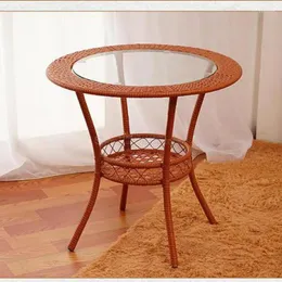 Походная мебель, бытовой повседневный стул из ротанга, набор из трех предметов, небольшой круглый стол, простой современный стеклянный чайный юань и
