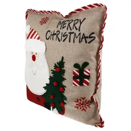 Kudde julkast täcker linne jultomten kuddebock soffa soffa för hemmakontor bil bondgård dekorer (röd)