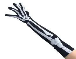 Nuovi guanti per osso di Halloween Teschio lungo tratto Guanti a cinque dita Maniche Guanti per dita Costumi di Halloween Puntelli3157993