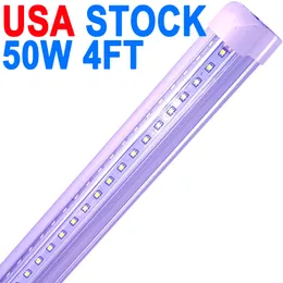 25 팩 LED T8 Shop Light 4ft 50W 6500K Daylight 흰색 링크 가능한 LED 통합 튜브 조명이 투명한 커버, 워크숍을위한 LED 바 조명, 워크 벤치 차고 크레스트 크레 테크