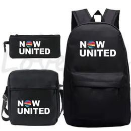 バックパックMochila Now United Prints 3 PCSセットナップサックティーンエイジャーBookBag Girls Boys School Bag