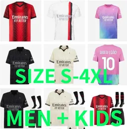 23 24 AC Giroud Milans Soccer Courcer Home Pulisic Rafa Leao Football Shirt 2023 2024 Tonali Camiseta de Futbol Theo Koche reijnders Loftus-keek Bennacer Men Kids Kids