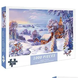 الألغاز 1000 قطعة لغز لـ ADT The White Snow Scholarted Declization Games Toys Toys Christmas Gift Decorative Drop Deliv DHPGQ