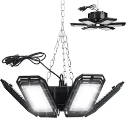 Светодиодный светильник для гаража, 160 Вт, 6 регулируемых светодиодных панельных головок, охват 180°, энергосберегающий, черный
