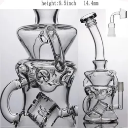 Klein Recycler Oil Rigs Glass Vatten Bongs Hookahs rökglasrör dab riggar med 14 mm glas banger