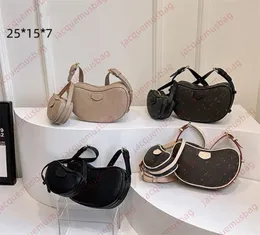 Tasarımcı Kruvasan Çantası M46828 Kadın Çanta 2-PC Koltuk Alt Tote Moda Omuz Koltuk Çantaları Bezelye Debriyaj Cüzdan Hobo Çanta Lady Lüks Deri Mektup Satışlar Sacoche