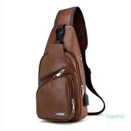Fashion Shoulder Bag Men's Leather Waist Pack Casual Business Messenger Shoulder Bag Crossbody Handbag Charging Anti-theft Ou258a