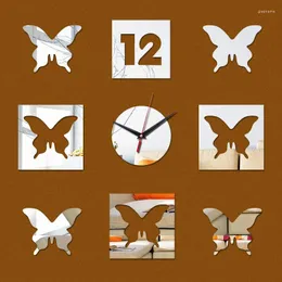 Wall Clocks Promotion Watch Butterflies Quartz Acrylic Clock Modern Design Luxury Mirror 3d Direct Selling