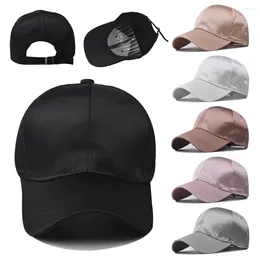Berets Fashion Men Women Silks And Satins Solid Color Baseball Cap Sun Hats Hip Hop Hat Strapback