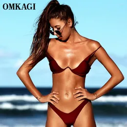 Women's Swimwear OMKAGI Brand Brazilian Bikini 2024 Swimsuit Sexy Push Up Swimming Bathing Suit Beachwear Underwire Bikinis Set Women