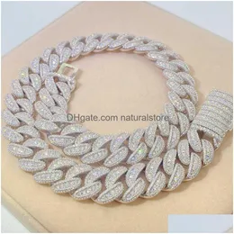 Collane con ciondolo Passa il tester del diamante Collana a maglia cubana per gioielli da uomo hip-hop personalizzati da 18 mm Big Vvs Moissanite Consegna a goccia Dhfvy