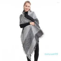 Scarves Fashion Pashmina Women Scarf Thickening Warm Winter Plaid Shawl Reversible Cape Wrap Blanket Poncho