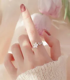 Bröllopsringar Trendiga Shell Cherry Blossom Ring Diamond Studded Simple Design for Women Fashion Jewelry Accessories S925 Stamp4000700