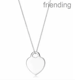 TIFF NECKLACE 925 Silver Pendant Halsband Kvinnliga smycken Utsökta hantverk Officiellt Classic Blue Heart and Co Luxury Designer T Armband med Box 2 J4H9