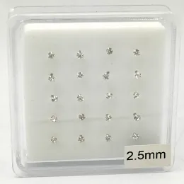 Mücevherat 24g% 100% 925 STERLING Gümüş 2.5 mm Kristal Burun Pimi Saplama Unisex Hint Burun Delme Takı 20 PCS/PACK