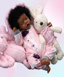 Dockor ADFO 17 tum Black Reborn Baby Doll Livselike Född färgade mjuka julklappar till flickor 2209125820082