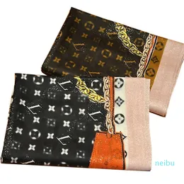 2024 nova marca de moda feminina seda cashmere lenços quadrados echarpe luxe xale designer lenço de cabeça bandeau hijab para mulheres homens bandana schal clássico monograma padrão l