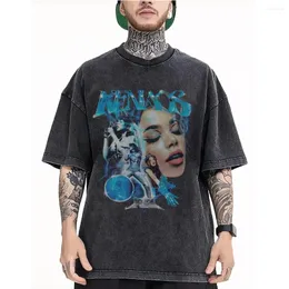 Kadın Tişörtleri Lightning Arka Plan Yıldızı Moda T-Shirt Karakter Domineering Style Punk Hip-Hop Retro Doğrudan Enjeksiyon Eski Yıkalı T-S