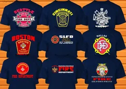 القمصان للرجال البيع الساخن للرجال تي شيرت أزياء القطن الجديد رجال الإطفاء الإطفاء قسم النار للجنسين البحرية تي شيرت Tees قميص Harajuku T240227
