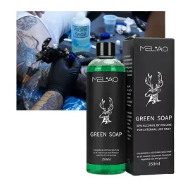 accesories MELAO Tattoo Cleaning Liquid Green Soap Soothing Solution Wound Relieve For Removal Of Dried Blood And Protein Soils From Skin