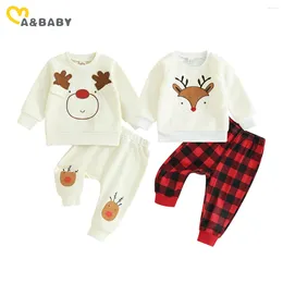 Kläder sätter mababy 0-3y jul född spädbarn baby pojke tjej kläder hjort långärmad toppar rutiga byxor xmas outfits kostymer