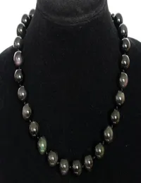 Ожерелье из натурального черного обсидиана с круглыми бусинами и драгоценными камнями диаметром 14 мм 188989942