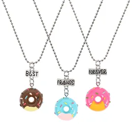 Colares de pingente 3 pcs jóias infantis para meninas colar crianças amizade pulseira