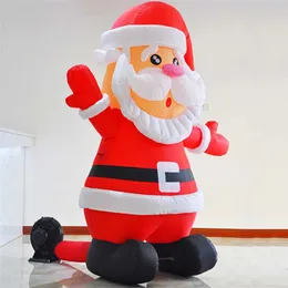 wholesale Hot selling 10/13/20/33ft High LED Inflatable Santa Claus Blow up Father Christmas old man Air Balloon for Xmas Decoration free ship to door