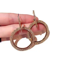 MENGJIQIAO 2018 New Fashion Statement Full Rhinestone Big Circle Earrings For Women Luxury Shiny Crystal Oval Long Pendientes S9149811723