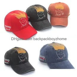 Party Hats 2022 Lets Go Brandon Embroidery Letters Hats Printed Baseball Cap 2024 Trump Summer Outdoor Tennis Sunhat Presidential Elec Dhsxu