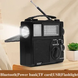 Speakers Portable Emergency Radio Solar FM AM SW Radio Receiver with LED Flashlight Wireless Bluetooth Speaker Music Player Phone Charger