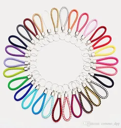 30 color PU Leather Braided Woven Keychain Rope Rings Fit DIY Circle Pendant Key Chains Holder Car Keyrings Jewelry accessories in7156529