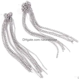 Altri orecchini pendenti con frange lunghe con strass scintillanti da donna Verdusa Drop Delivery Gioielli Collane Pendenti Dhh10