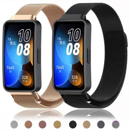 Huawei Band 8 7 스테인레스 스틸 루프 watchband 교체 금속 스마트 브레이슬릿을위한 시계 밴드 밀라노 마그네틱 스트랩