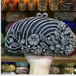 Evening Bags Luxury Flower Green Purple Gold Crystal Designer Banquet Clutches Wedding Bag With Chain Party Clutch Women Purse