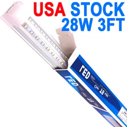 LED -butiksljus fixtur, 3ft 28W 6500K Cold White, 3 fot T8 Integrerade LED -rörljus, V -form, hög utgång, länkbar, anslut i lager garage belysning usa crestech