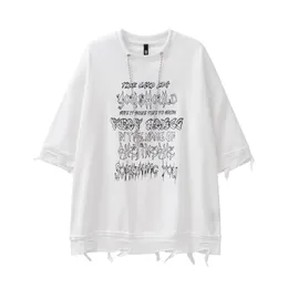 Trendy Brand Diary High Street Chain Style Style Sound Figureded Middeve Sleeve T-Shirt Simpled Seleved Sleeve Eversize Eversize Shirt