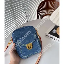 Designer di borse da sera - Mini borsa a tracolla in denim Modello classico con hardware dorato di alta qualità 15 cm