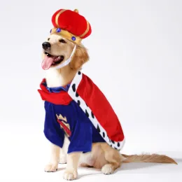 Sets Dog King Cloak Costume with Crown Cap Pet Suit Prince Autumn Winter Apparel Cat Hoodies Puupy Clothes French Bulldog Chihuahua