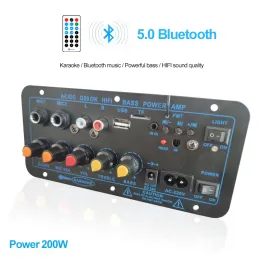 Speakers 200W AC 220V 12v 24v Digital Bluetooth Stereo Amplifier Board Subwoofer Dual Microphone Karaoke Amplifiers For 812 Inch Speaker