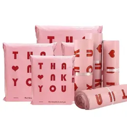 Blackboard Inplustop 50pcs/lots Pink Courier Bags Thankensありがとうプラスチック輸送バッグセルフシールエンベロープポスト衣類郵送ポーチ