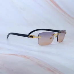 Óculos de sol de búfalo preto designer Carter Luxury sol óculos vintage tons elegantes Eyewear Mens Decoração sem moldura 012 Gold