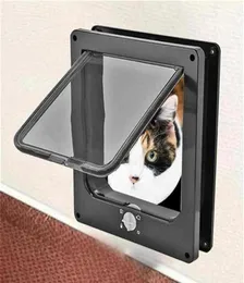 Dog Apparel 4 Way Lockable Cat Kitten Door Security Flap ABS Plastic SML Animal Small Pet Gate Supplies290U256E1076233