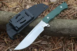 A2288 Straight Knife D2 Satin Drop Point Blade Full Tang G10 Handle Outdoor Camping Hiking Hunting Survival Tactical Knives with Kydex