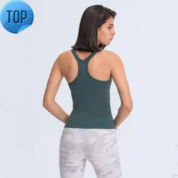 L-129 sem mangas colete de yoga camiseta cores sólidas moda feminina ao ar livre yoga tanques esportes ru