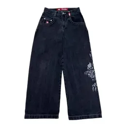 Amerikan çin-şık hip hop kaplan baskılı kot pantolonlar erkek yüksek cadde moda markası hiphop düz bacak pantolon 231122