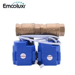 Detector Double Brass Valve DN15 DN20 DN25 Electric Cranes with 2 Wires(CR01) for Water Leakage Detection Alarm System WLD807