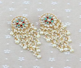 Dangle Chandelier Women Bollywood Ethnic Bridal Bride Kundan Earrings Pearls Jhumka Jhumki Bahubali Drop Fashion JewelryDangle D5179133
